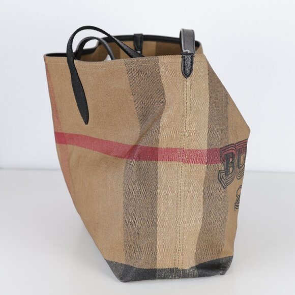 Burberry Doodle Shoulder Tote Bag Nova Check Pattern Print Coated Canvas Italy - Picture 5 of 9